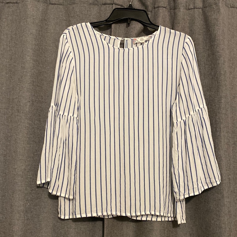 Bell sleeve striped blouse